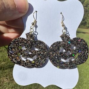 Sparkling Black Pumpkin Earrings